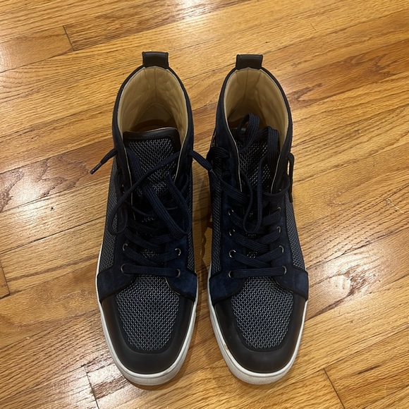 MEN CHRISTIAN LOUBOUTIN Louis Orlato suede and mesh high-top trainers main image 9